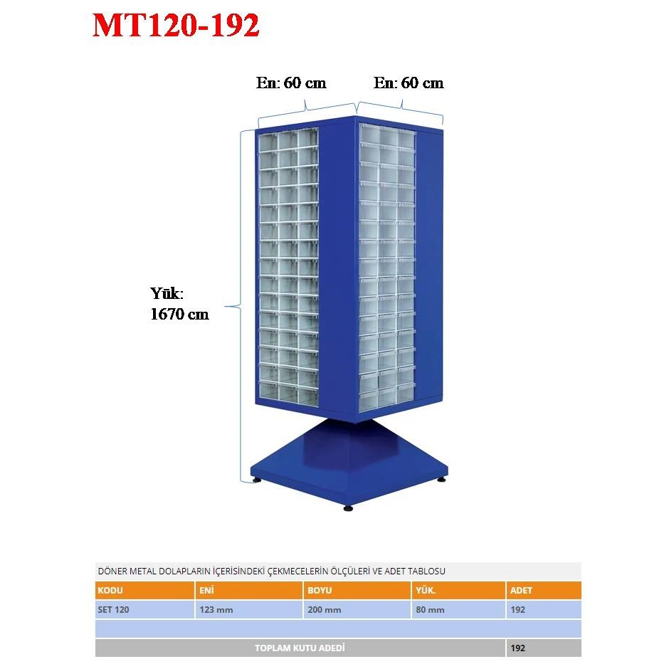 METAL DÖNER DOLAP MT120-192 GÖZ